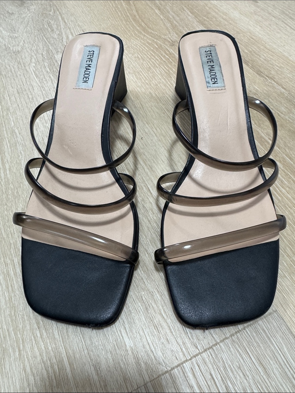 Steve Madden Black Sandals with Smoke Transparent Straps